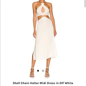 Shell Chain Halter Midi Dress from WeWoreWhat in Off White (Solid Linen)